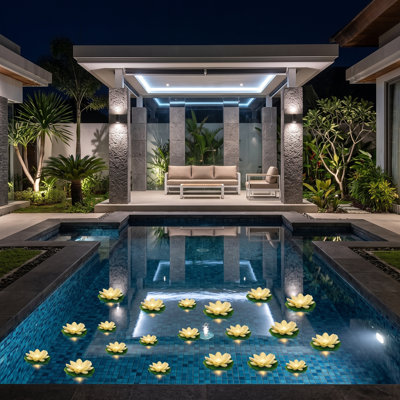 36 ensembles de 36 ampoules DEL flottantes et imperméables en forme de lotus, 3,94 pouces et 5,91 pouces d'ornements de nénuphars blancs, décorations florales à piles de style bougie pour piscine, étang, jardin et fêtes à thème