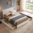 Queen Corduroy Upholstered Platform Bed Frame with Wingback Headboard  & 4 Storage Drawers, No Box Spring Needed, Cream-1529935586-1529576910