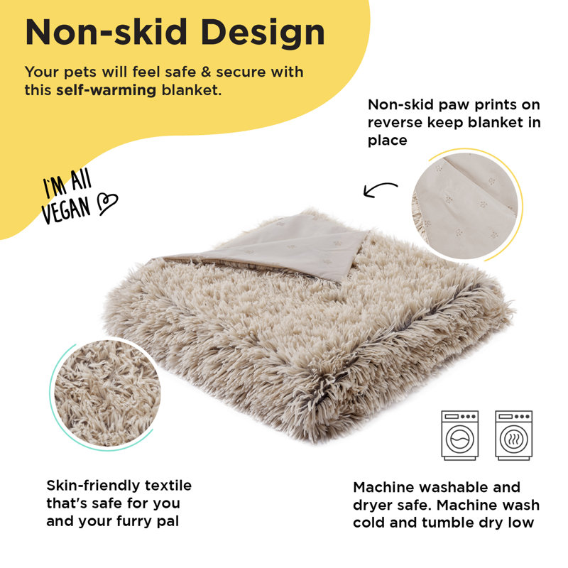Large Taupe Orthopedic Waterproof Shag Dog Blanket