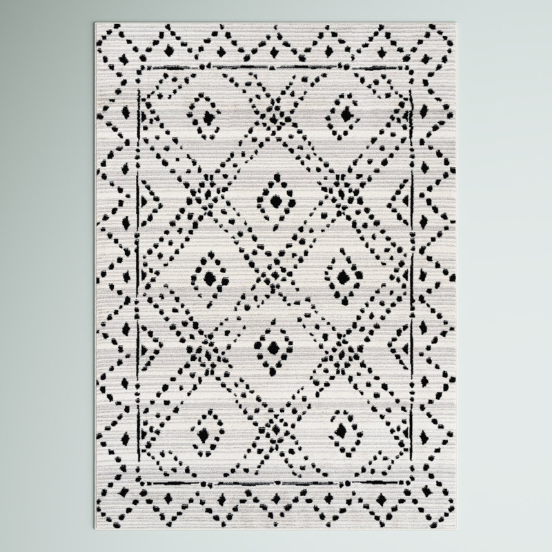 Tapis noir / gris / blanc Josalina, Rectangle 5 pi x 7 pi