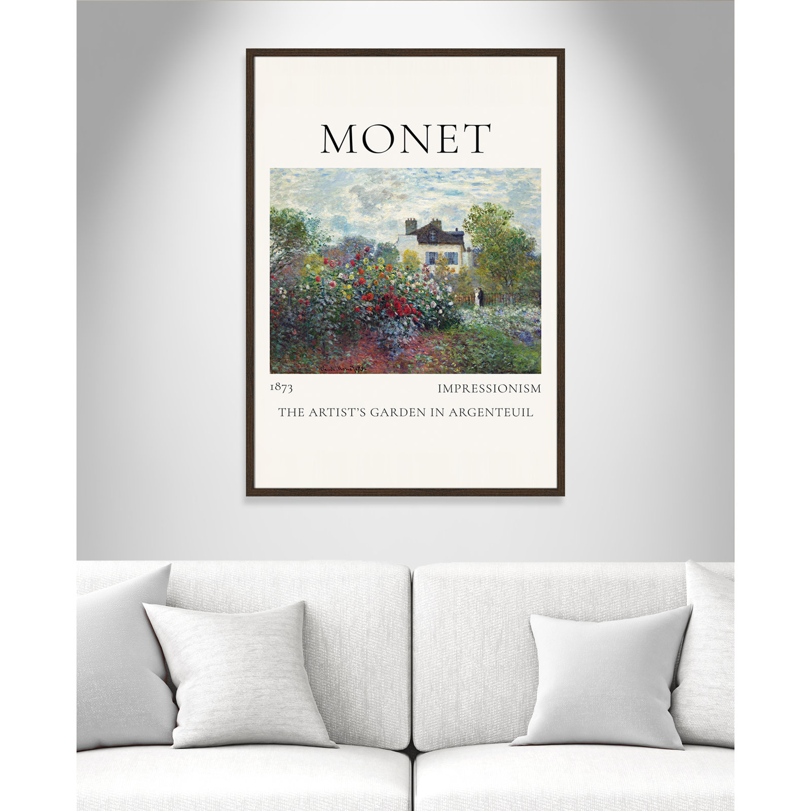 Rocchetto "Artists Garden in Argenteuil" Print, Walnut Single Picture Frame, No, 41.5" H x 29.5" W x 0.75" D