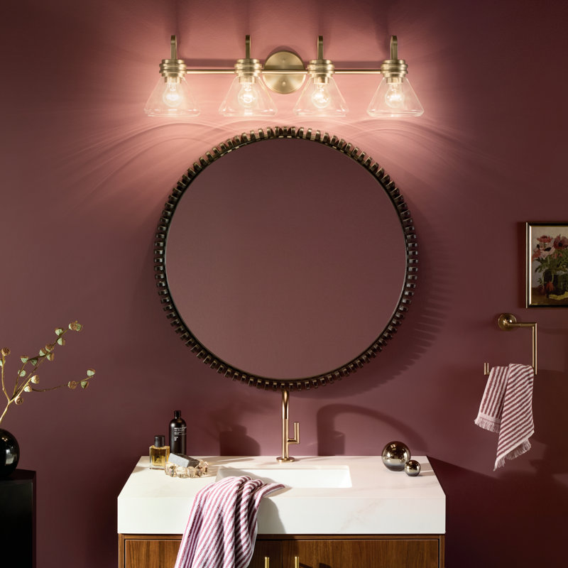 26" 3-Light Vanity Light with Clear Glass, Bronze