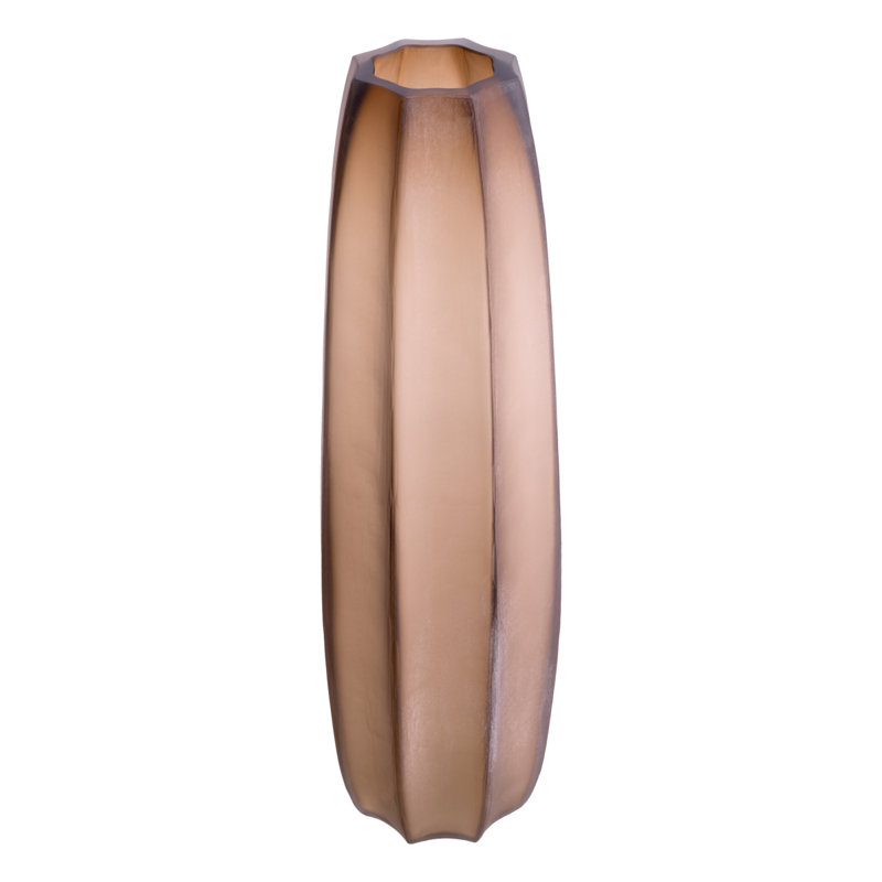 Vase en verre soufflé à la main Tiara, Brun, H 24,41 po x l 7,87 po x P 7,87 po