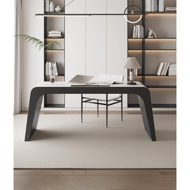 Bureau d'ordinateur en cuir clair, H 29,53 po x l 55,12 po x P 23,62 po