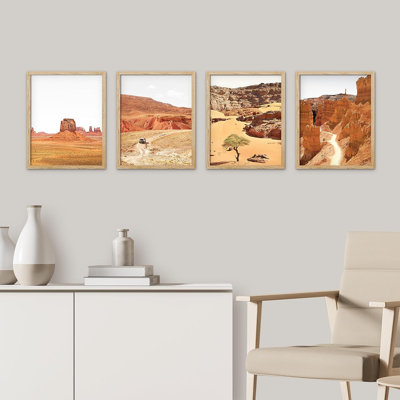 Arizona Texas Mountain Valley, reproduction encadrée de 4 pièces
