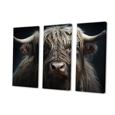 " Black And White Yaks Portrait I " 3 - Pieces