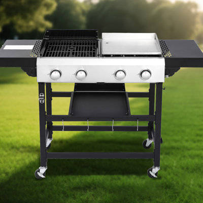 Cuisinière à gaz avec gril, 2 brûleurs, grilles en fonte, corps émaillé, haute température, pièces en acier inoxydable, 38240 W, surface de cuisson 2+2 avec résistance à la température, puissance totale 38200 W, surface de cuisson 470 po²