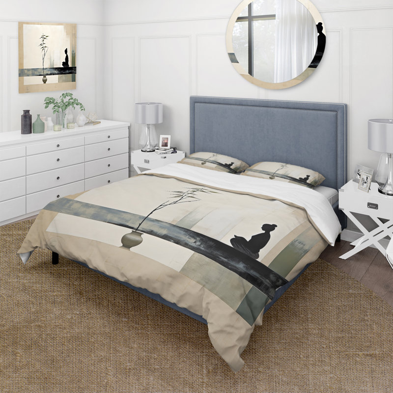 Asian Art Modern Zen I - Ensemble de housse de couette Asian Art - Microfibre de polyester