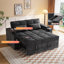 Canapé-lit convertible 65 po 3-en-1, canapé-lit coulissant avec table d'appoint pivotante à 360 °, canapé moderne revêtu de velours chenille, canapé peu encombrant pour salon, appartement et chambre d'amis, noir-130841210