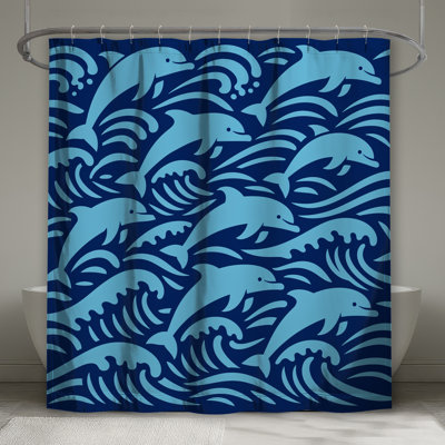 Rideaux de douche Blue Dolphins Waves