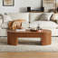 Table basse ovale de style Mid-Century moderne avec tiroir, bois manufacturé brun classique, 51,18 pouces