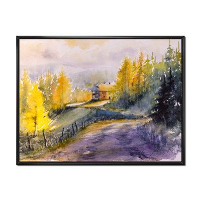 " Landscape With Yellow Orange And Green Trees " Painting Print