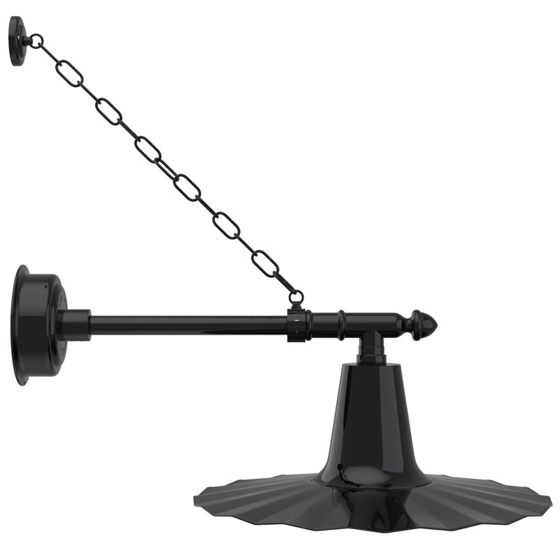 Luminaire de grange d’extérieur à del Iris, H 7,5 po x l 20 po x P 20 po, Noir