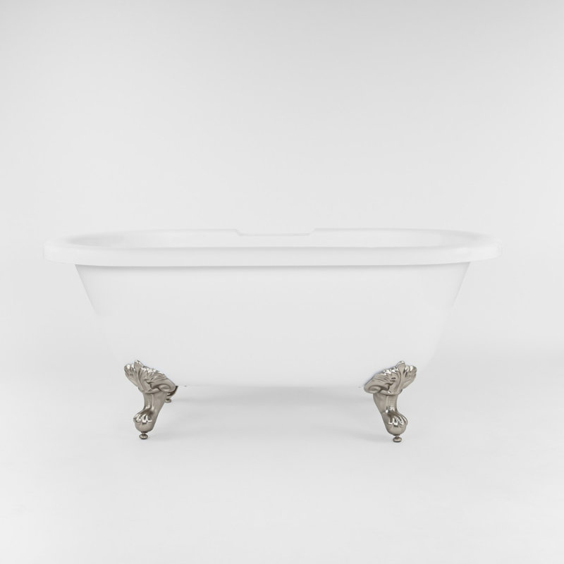 Windsor 60.5'' x 30'' Soaking Acrylic Bathtub, Brushed Nickel