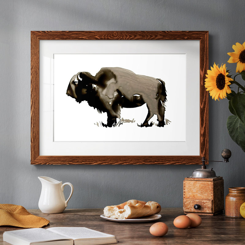 Bison monochrome II - impression d'un cadre photo unique, H 26 po x l 38 po x P 1,5 po, Cadre érable