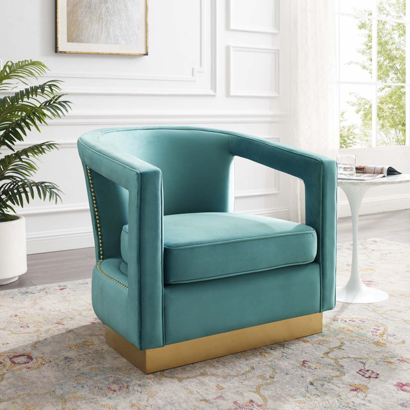 Frolick Performance Velvet Armchair by Modway, Mint