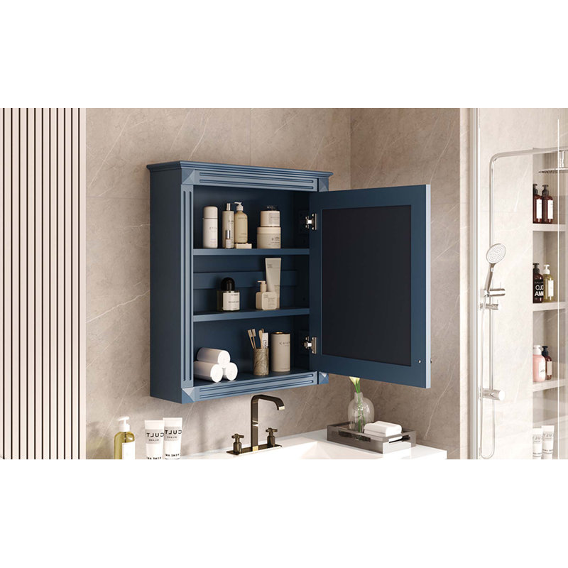 Armoire de rangement de salle de bain murale avec miroir, armoire à pharmacie avec tablette réglable en hauteur, armoire de rangement au-dessus de la toilette