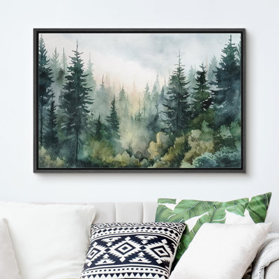 Paysage de forêt Woodland «Green Pine Tree Forest» sur