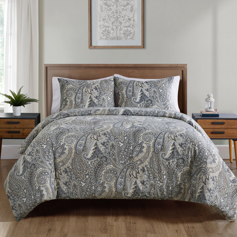 Ensemble de housse de couette en microfibre grise avec des couleurs neutres 3 articles Muhlfeld, Double/grand