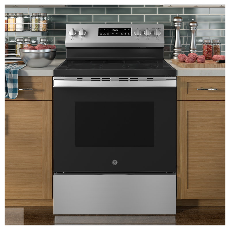 GE® ENERGY STAR® 30" Free-Standing Electric Range with Crisp Mode, Stainless Steel/Black