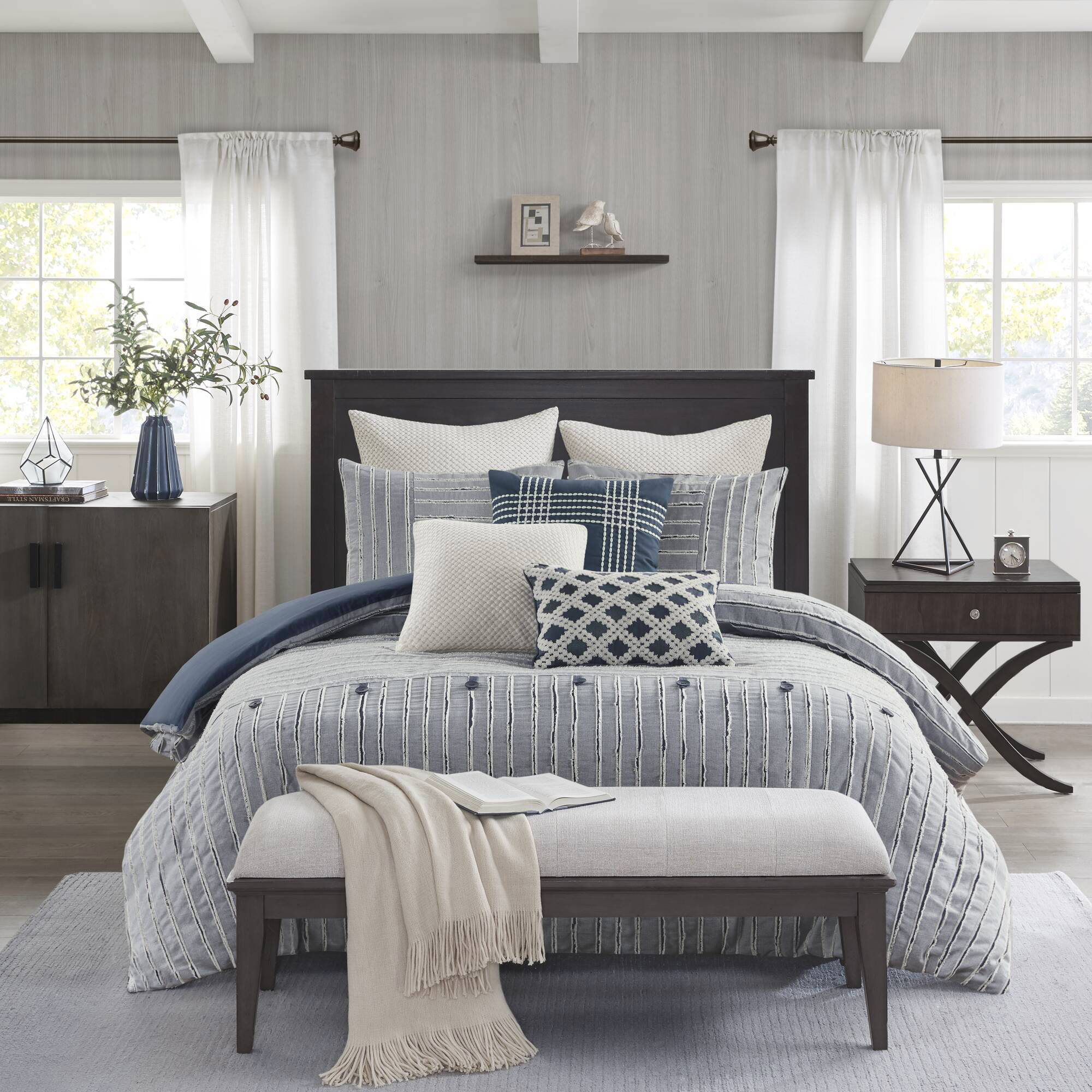 Madison Park Signature Essence Oversized Cotton Clipped Jacquard Comforter Set & Reviews | Wayfair