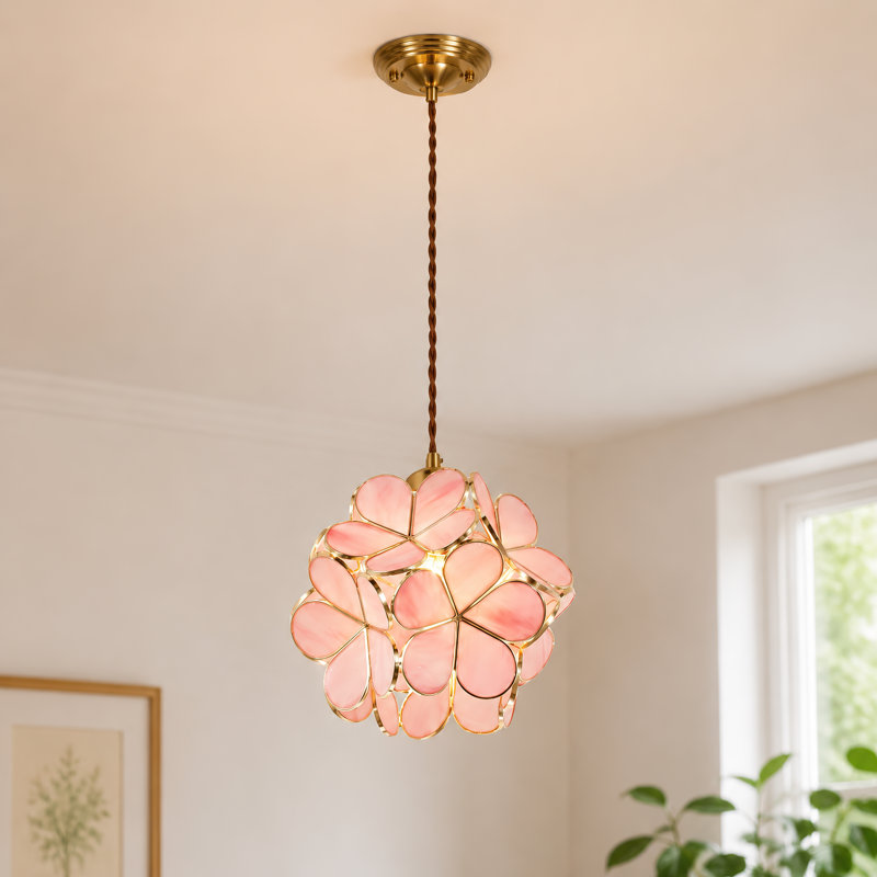 Luminaire suspendu en verre coloré 1 lumière Petals Tiffany