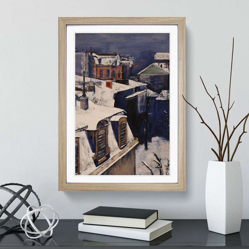 Rooftops in the Snow Vol.1 by Gustave Caillebotte - Picture Frame Painting, 36cm H x 27cm W x 2cm D, Oak Framed