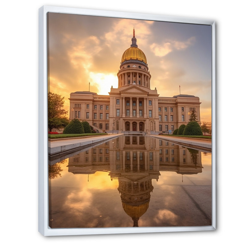 Oklahome City Hall Architecture III - Oklahoma, art mural sur toile, H 32 po x l 16 po x P 1 po, Cadre flottant blanc
