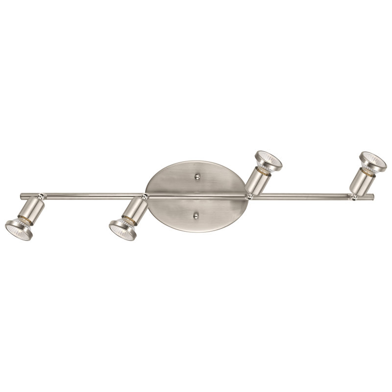 Ensemble de rail d'éclairage 4 lumières 28 po Nichols, Nickel mat