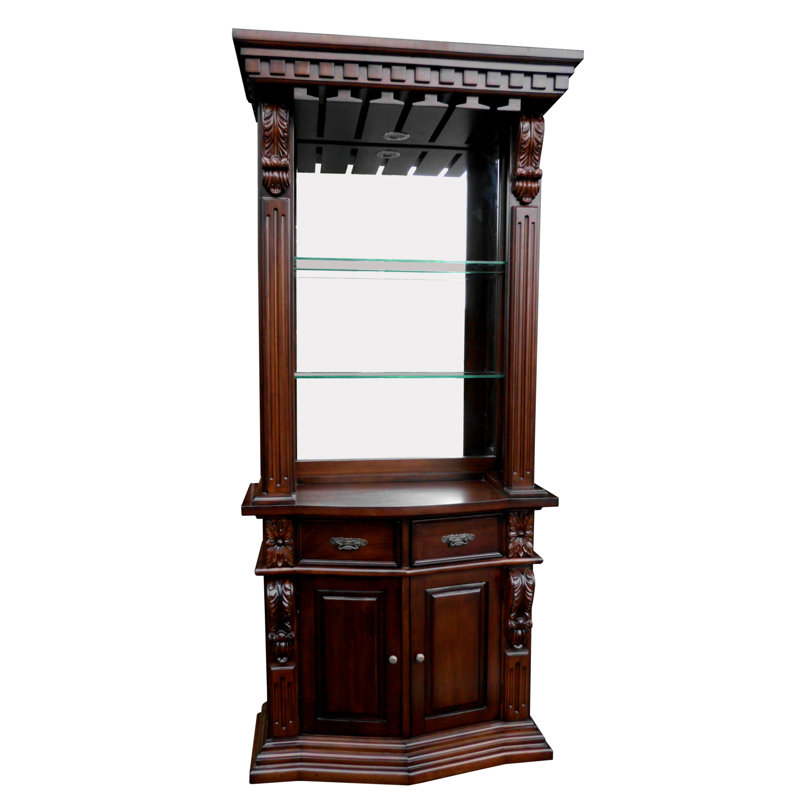 Felten 38.25 " L Mahogany Solid Wood Wine Bar