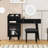 Leeandrew Vanity Desk with Drawers, Cabinet, Stool & Charging Ports-115330402