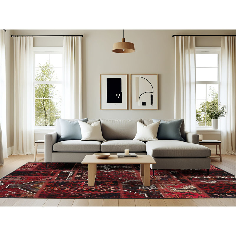 Tapis abstrait à motif abstrait moderne, Rectangle 6 pi x 9 pi