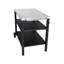Chariot de barbecue extérieur à 3 niveaux avec plateau en acier inoxydable, table de préparation pour barbecue mobile sur roulettes, barre de service roulante pour patio et cour arrière, support de four à pizza noir, grand espace de rangement, mobile stable