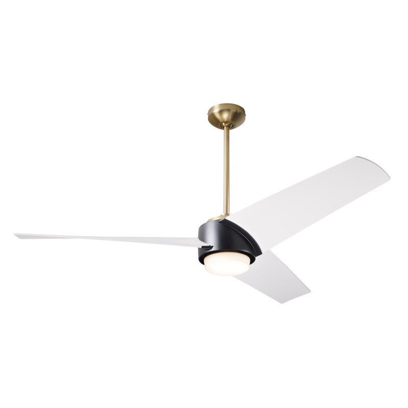 Ambit 56'' Ceiling Fan with LED Lights, Matte White, Satin Brass/Matte Black, Handheld Remote Control