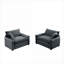 Canapés-lits, 2 pièces, siège profond et rétro moderne, pour le bureau de salon | Gris anthracite | Gris | Velours côtelé