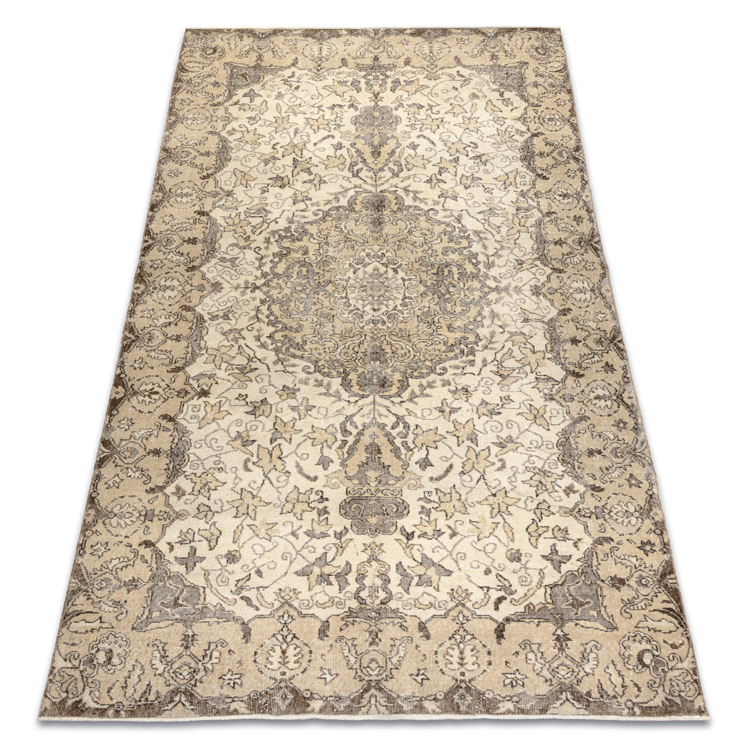 HANDKNOTTED Wollteppich Vintage 10311, Rahmen, Ornament - Beige 195X320 Cm