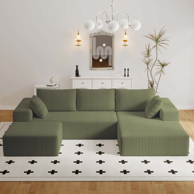 Repose-pieds surdimensionné de 27,55 po pour canapé, repose-pieds rembourré en velours côtelé avec mousse à mémoire de forme compressée