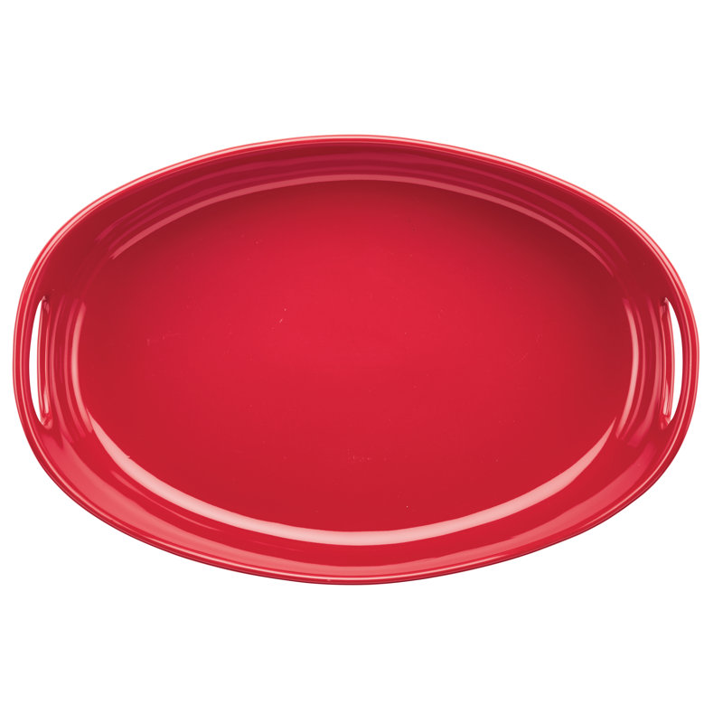 Rachael Ray 4.5qt Stoneware Bubble and Brown Oval Baker, Red