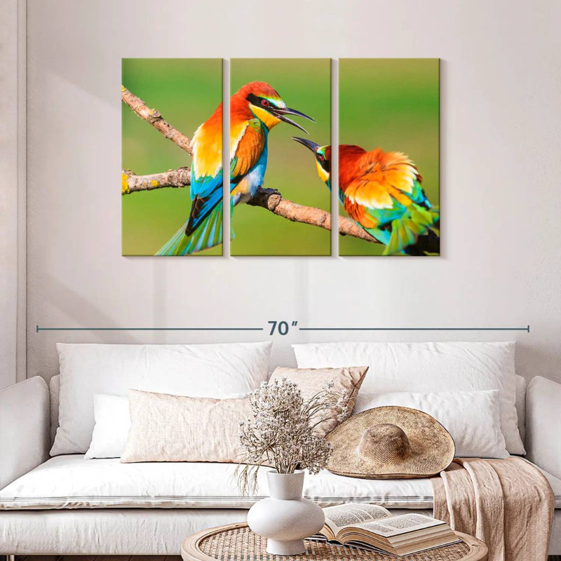 Oiseaux colorés de printemps Brampt, H 28 po x l 45 po