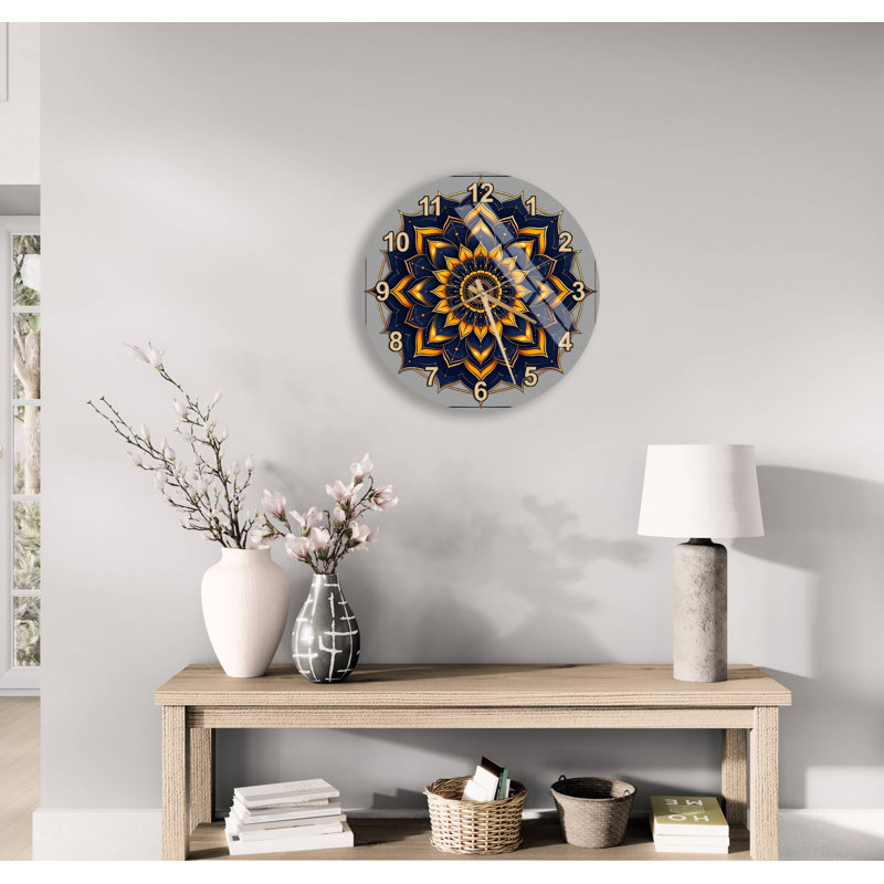 Horloge murale Mandala, 10 pouces, Blanc, romain