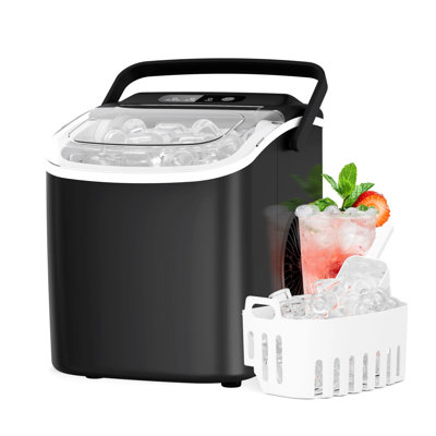 Machine à glaçons de comptoir, autonettoyante avec poignée, 9 glaçons prêts en 6 à 13 minutes, compacte et portable, idéale pour la maison, la cuisine, le bar et les fêtes, noire.