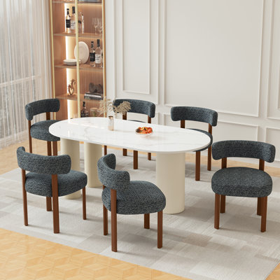 Solid Wood Upholstered Fabric Dining Chairs