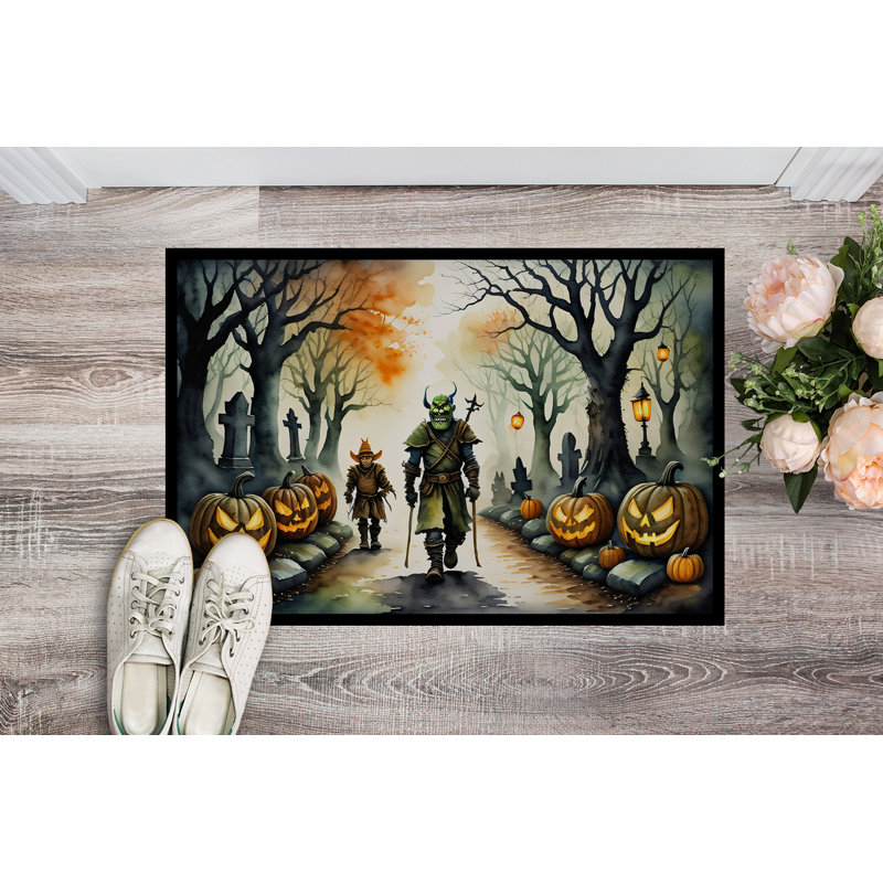 Halloween Orcs Spooky Outdoor Rubber Doormat 18x27