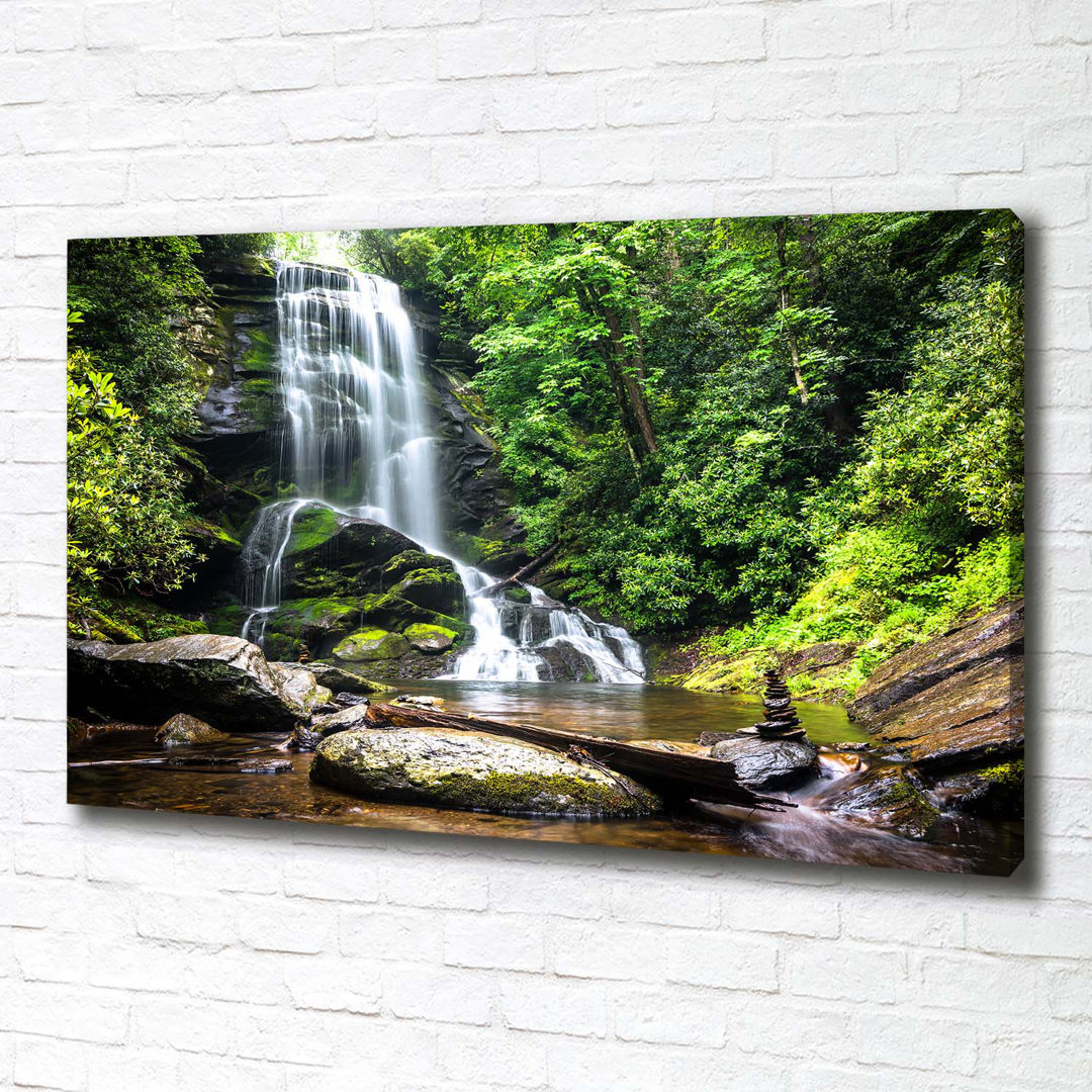 Wasserfall im Wald - Kunstdrucke auf Leinwand