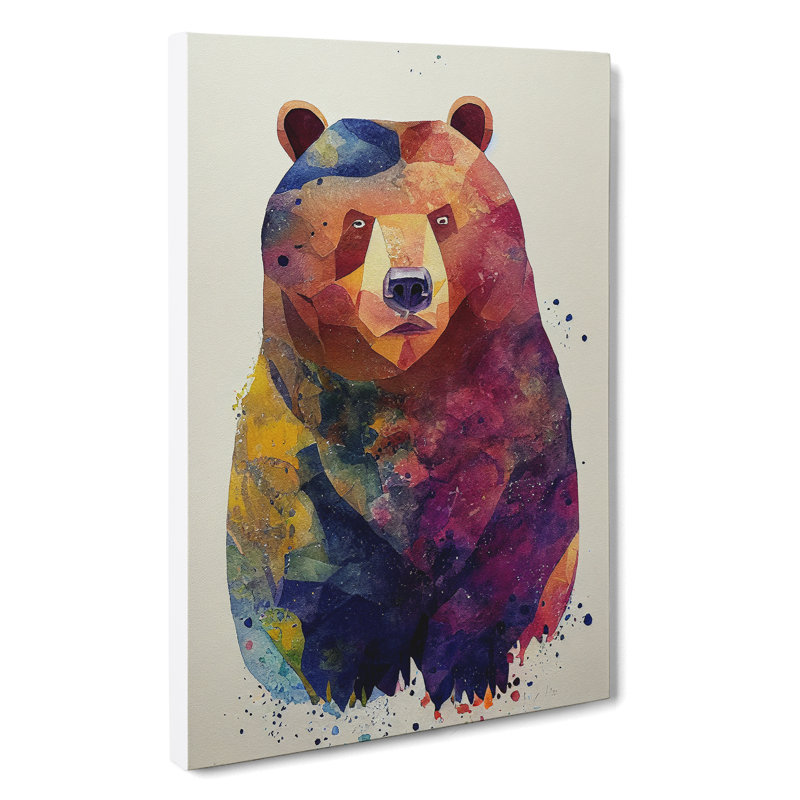 Bear Watercolour No.3 - Wrapped Canvas, 60cm H x 40cm W x 3cm D