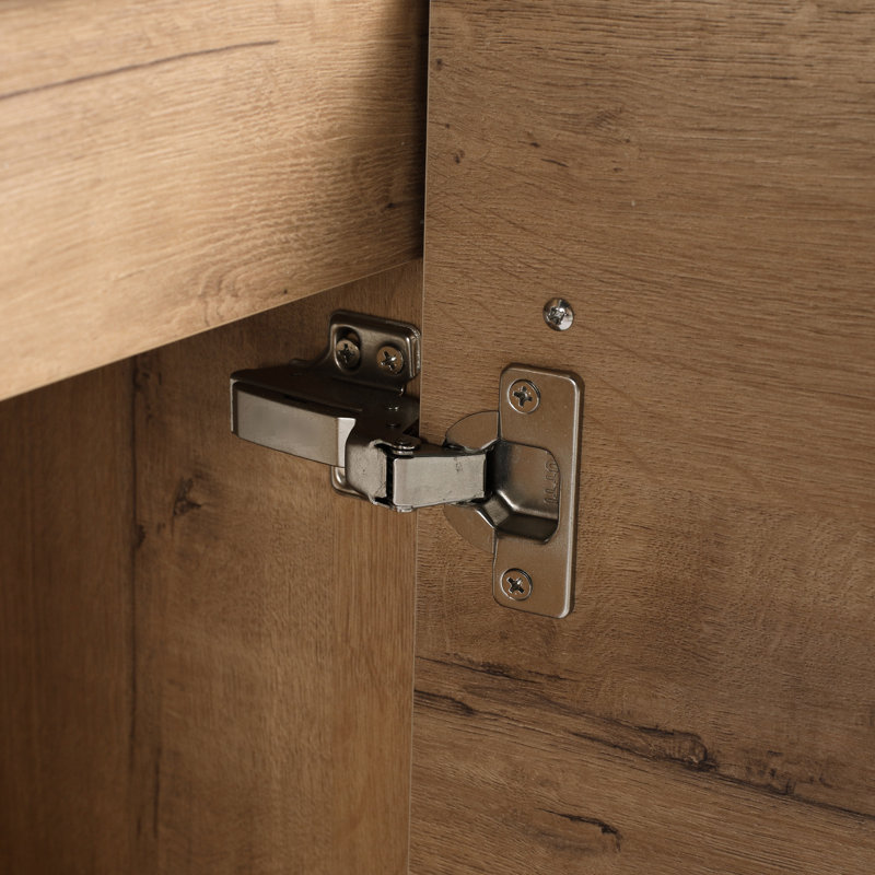 Meuble-lavabo flottant de 18 po pour les petites salles de bain, lavabo en céramique, portes à fermeture douce, poignée en métal glacé à trois couches, espaces muraux contemporains à base de contreplaqué, lavabo à finition lisse,