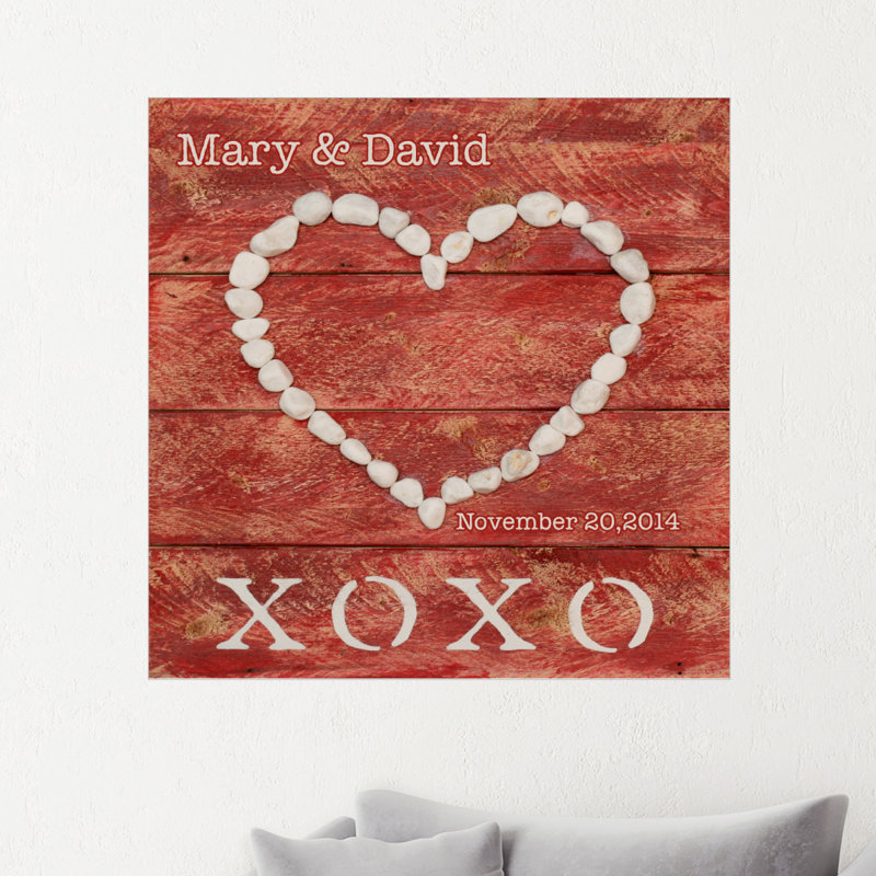 Décalcomanie murale personnalisée xoxo coeur, H 24 po x l 24 po, Oui