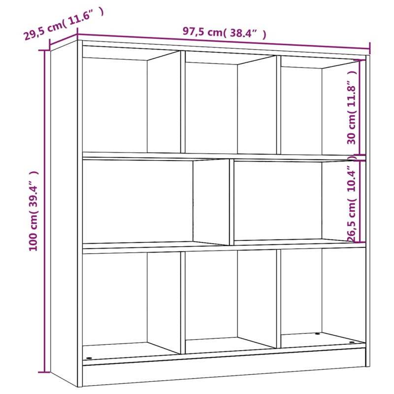 Katara 100cm H x 97.5cm W Standard Bookcase, Brown Oak