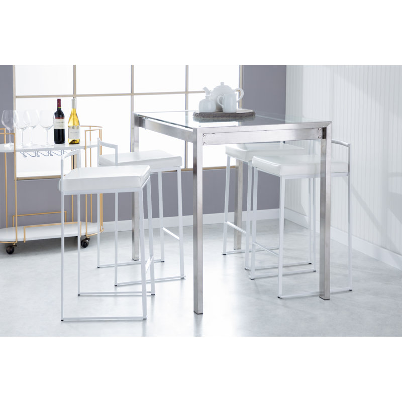 Brieon Stackable Bar and Counter Stool, White/White, Counter Stool (27" Seat Height)
