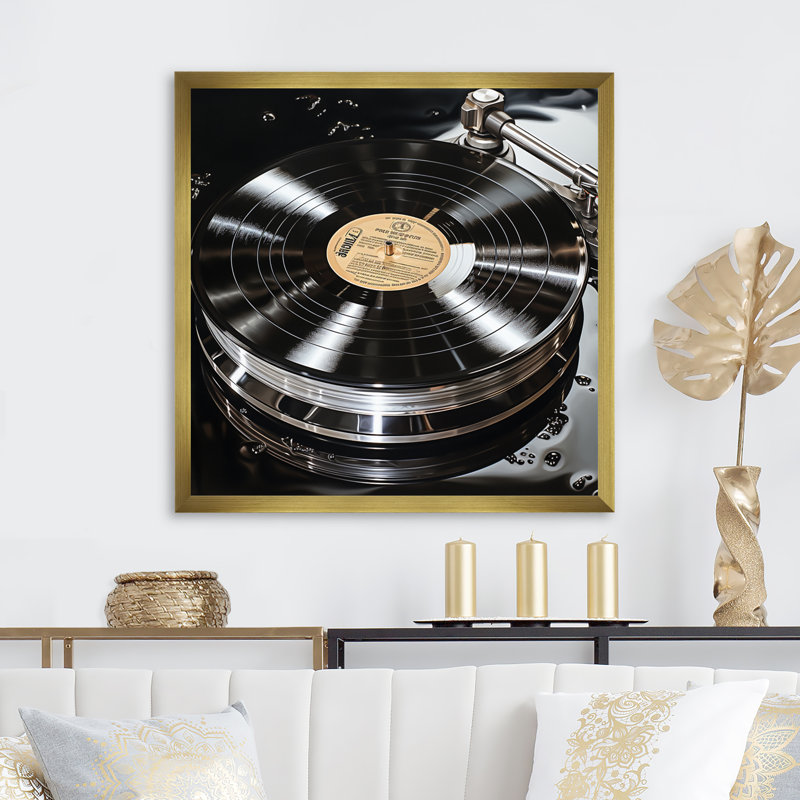 Vinyle, vinyle, reflet, H 36 po x l 36 po x P 1,5 po, Cadre photo doré simple